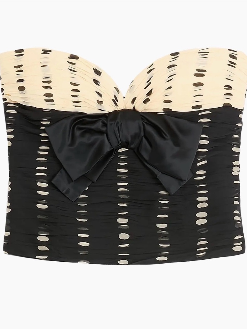 Valentino Black and Cream Strapless Bow Detail Bustier Top large